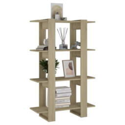 Berkfield Book Cabinet/room Divider Sonoma Oak 80X30X123.5 Cm - thumbnail 4
