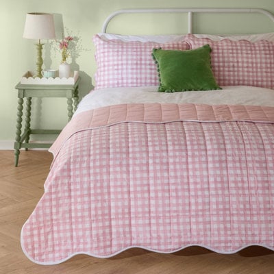 furn. Furn Scallop Quilted Bedspread, Pink, 265 X 265Cm - image 1