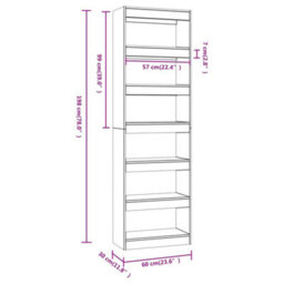 Berkfield Book Cabinet/room Divider Concrete Grey 60X30X198 Cm - thumbnail 6