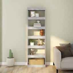 Berkfield Book Cabinet/room Divider Concrete Grey 60X30X198 Cm - thumbnail 3