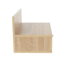 Core Products Pair Of Kelly Oak Effect Wall-Mounted Bedside Cabinets With Drawer - Modern Floating Bedside Tables - thumbnail 5