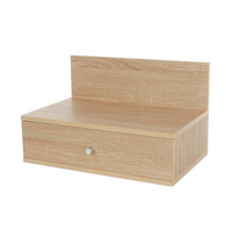 Core Products Pair Of Kelly Oak Effect Wall-Mounted Bedside Cabinets With Drawer - Modern Floating Bedside Tables - thumbnail 2