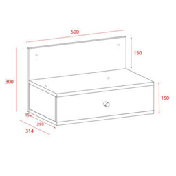Core Products Pair Of Kelly Oak Effect Wall-Mounted Bedside Cabinets With Drawer - Modern Floating Bedside Tables - thumbnail 8