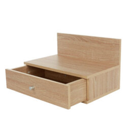 Core Products Pair Of Kelly Oak Effect Wall-Mounted Bedside Cabinets With Drawer - Modern Floating Bedside Tables - thumbnail 6