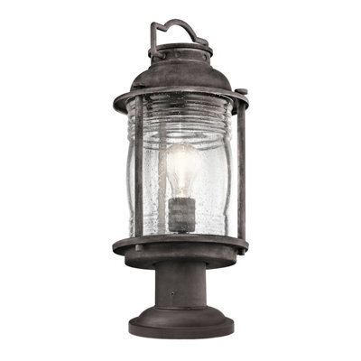 Elstead Ashland Bay 1 Light Medium Outdoor Pedestal Lantern Zinc Ip44, E27 - image 1