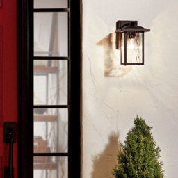 Luminosa Lighting Elstead Kichler Cappanna Small Outdoor Wall Lantern Traditional Textured Black Ip44 1X E27 - thumbnail 2