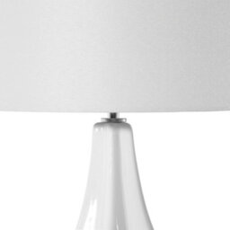 Wyld And Coco 60Cm Table Lamp - White Porcelain Teardrop Base With Beige Faux Silk Drum Shade - thumbnail 4