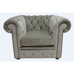 Chesterfield Low Back Club Armchair Velluto Sage Real Fabric In Classic Style - thumbnail 1