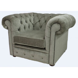 Chesterfield Low Back Club Armchair Velluto Sage Real Fabric In Classic Style - thumbnail 3