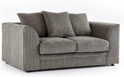 BlissFurniture Ltd Bliss Furniture Grey Jumbo Cord 2 Seater Sofa  Compact Size With Scatter Back Cushions - image 1