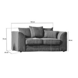 BlissFurniture Ltd Bliss Furniture Grey Jumbo Cord 2 Seater Sofa  Compact Size With Scatter Back Cushions - thumbnail 2