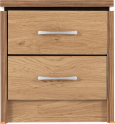 Seconique Charles 2 Drawer Bedside Nightstand Chest In Oak Veneer With Dark Walnut Trim - thumbnail 4