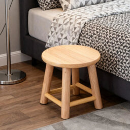Wooden Step Stool Small Round Shoe Stool Footrest Kids Seat - thumbnail 3
