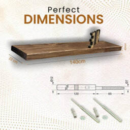 Mkgt Handmade Solid Wood Floating Shelf With Hidden Brackets 45mm Thick Wall Shelf (Walnut, 140Cm) - thumbnail 2