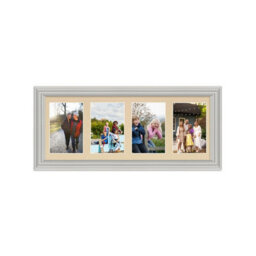 AK Frames 50X20Cm Light Grey Classic Multi Photo Frame With Ivory Mount - Holds 4 Apertures (4X) 6X4 Photos - thumbnail 1