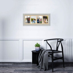 AK Frames 50X20Cm Light Grey Classic Multi Photo Frame With Ivory Mount - Holds 4 Apertures (4X) 6X4 Photos - thumbnail 3