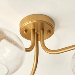 Luminosa Lighting Luminosa Jacob Multi Arm Semi Flush Ceiling Lamp Warm Brass Plate & Clear Bubble Glass 3X E14 - thumbnail 5