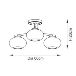 Luminosa Lighting Luminosa Jacob Multi Arm Semi Flush Ceiling Lamp Warm Brass Plate & Clear Bubble Glass 3X E14 - thumbnail 7