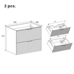 Heze Furniture Loft Modern Style Ribbed Door 120Cm Bathroom Cabinet Vanity Unit With Worktop - Gold Craft Oak - thumbnail 7