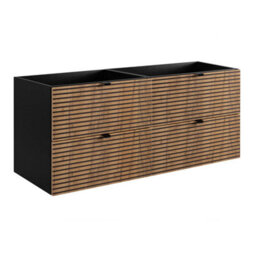 Heze Furniture Loft Modern Style Ribbed Door 120Cm Bathroom Cabinet Vanity Unit With Worktop - Gold Craft Oak - thumbnail 2