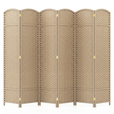 Gainoom 6-Panel Room Divider Tall Folding Privacy Screen Fully Assembled Partition Screen Beige - image 1