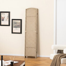 Gainoom 6-Panel Room Divider Tall Folding Privacy Screen Fully Assembled Partition Screen Beige - thumbnail 9