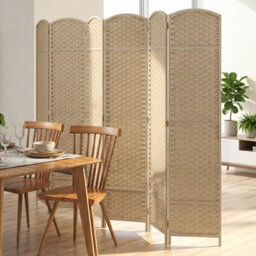 Gainoom 6-Panel Room Divider Tall Folding Privacy Screen Fully Assembled Partition Screen Beige - thumbnail 7