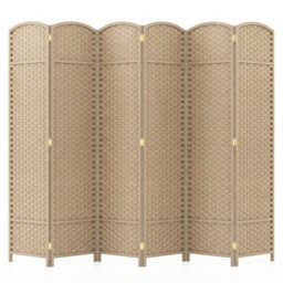 Gainoom 6-Panel Room Divider Tall Folding Privacy Screen Fully Assembled Partition Screen Beige