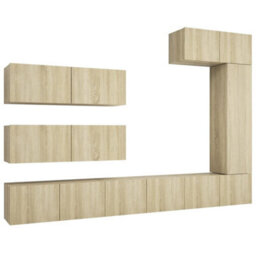 Berkfield 7 Piece Tv Cabinet Set Sonoma Oak Engineered Wood - thumbnail 2