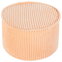 Wyld And Coco Round Pouffe Peach Pink Cotton Velvet Corduroy Ribbed Removable Cover 40 X 25 Cm - thumbnail 1