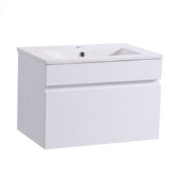 Rinse Bathrooms 600mm Bathroom Wall Hung Vanity Unit Basin Cabinet Drawer Storage Gloss White - thumbnail 2