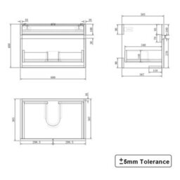 Rinse Bathrooms 600mm Bathroom Wall Hung Vanity Unit Basin Cabinet Drawer Storage Gloss White - thumbnail 5
