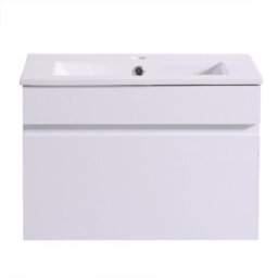 Rinse Bathrooms 600mm Bathroom Wall Hung Vanity Unit Basin Cabinet Drawer Storage Gloss White - thumbnail 3