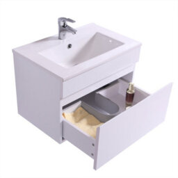 Rinse Bathrooms 600mm Bathroom Wall Hung Vanity Unit Basin Cabinet Drawer Storage Gloss White - thumbnail 4