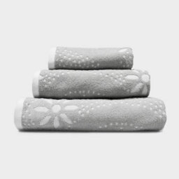 Allure Bath Fashions Sculpted Floral Patterned Hand Towel - Dove Grey - thumbnail 1