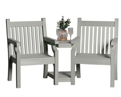 Winawood Sandwick Wood Effect Love Seat - Stone Grey - image 1