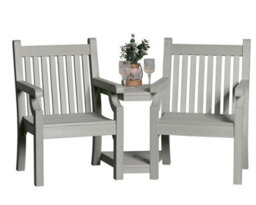 Winawood Sandwick Wood Effect Love Seat - Stone Grey - thumbnail 1