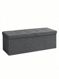 LEDREM Storage Ottoman, Padded Shoe Bench, Flip-Up Lid, Foldable, 300 Kg Load Capacity, Dark Grey - thumbnail 9