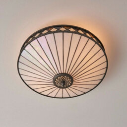 Dark Bronze Flush Ceiling Light - Diamoned Shaped Detailing - 2 X 60W E27 Gls - thumbnail 3