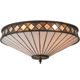 Dark Bronze Flush Ceiling Light - Diamoned Shaped Detailing - 2 X 60W E27 Gls