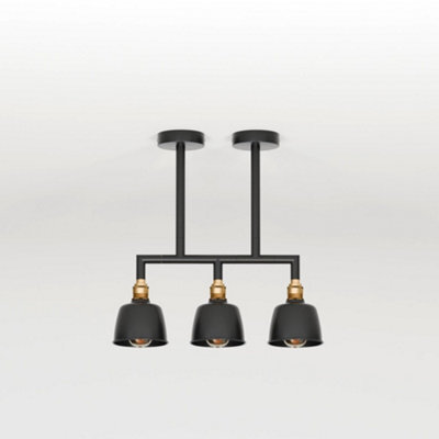 Ledsone Industrial 3 Way Pipe Pendant E27 Farmhouse Chandelier For Kitchen Dining Room Without Bulb , H20Cm - image 1