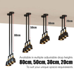 Ledsone Industrial 3 Way Pipe Pendant E27 Farmhouse Chandelier For Kitchen Dining Room Without Bulb , H20Cm - thumbnail 4