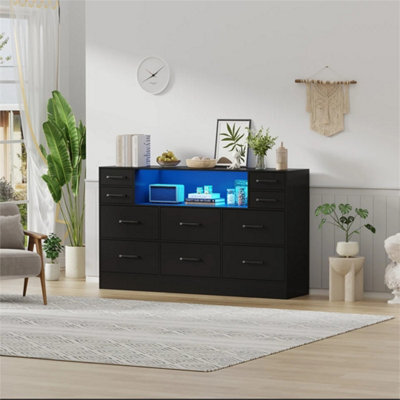 Black 10 Drawers Chest Of Drawers Bedside Cabinet Storage Bedroom - image 1