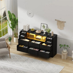 Black 10 Drawers Chest Of Drawers Bedside Cabinet Storage Bedroom - thumbnail 3