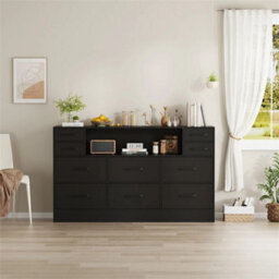 Black 10 Drawers Chest Of Drawers Bedside Cabinet Storage Bedroom - thumbnail 4