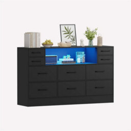 Black 10 Drawers Chest Of Drawers Bedside Cabinet Storage Bedroom - thumbnail 5
