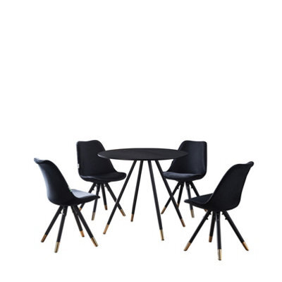 Life Interiors Sofia Dorchester Lux Dining Set, A Table And Chairs Set Of 4, Black/black - image 1