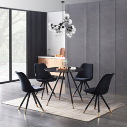 Life Interiors Sofia Dorchester Lux Dining Set, A Table And Chairs Set Of 4, Black/black - thumbnail 2