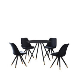 Life Interiors Sofia Dorchester Lux Dining Set, A Table And Chairs Set Of 4, Black/black - thumbnail 1