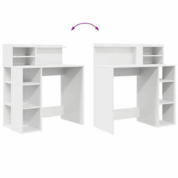 Berkfield Modern Desk With Storage White 90X48X101.5 Cm Engineered Wood - thumbnail 9